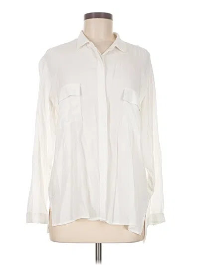 Pre-owned Zara Basic Long Sleeve Blouse In White