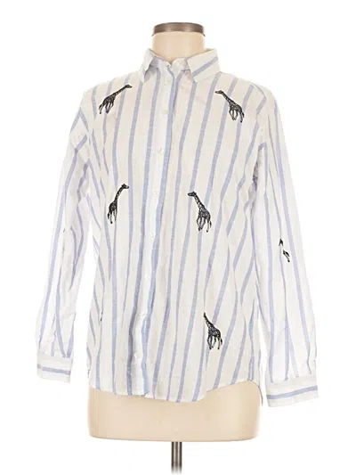 Pre-owned Zara Basic Long Sleeve Blouse In White