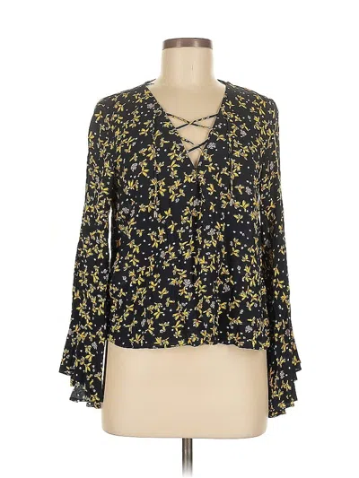 Pre-owned Zara Basic Long Sleeve Blouse In Yellow