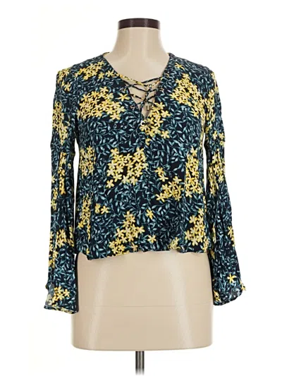 Pre-owned Zara Basic Long Sleeve Blouse In Yellow