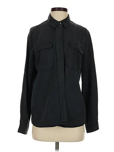 Pre-owned Zara Basic Long Sleeve Button Down Shirt In Black