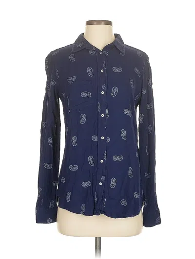 Pre-owned Zara Basic Long Sleeve Button Down Shirt In Blue