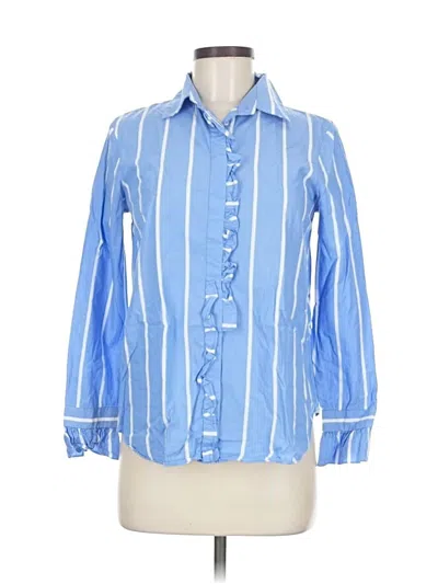 Pre-owned Zara Basic Long Sleeve Button Down Shirt In Blue
