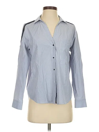 Pre-owned Zara Basic Long Sleeve Button Down Shirt In Blue