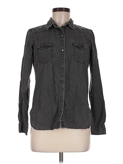 Pre-owned Zara Basic Long Sleeve Button Down Shirt In Gray