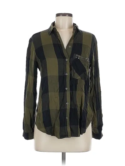 Pre-owned Zara Basic Long Sleeve Button Down Shirt In Green