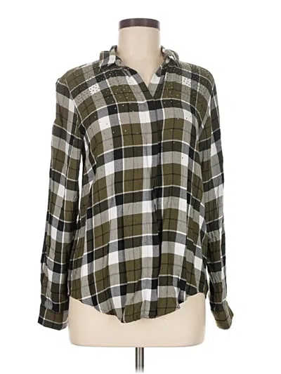 Pre-owned Zara Basic Long Sleeve Button Down Shirt In Green