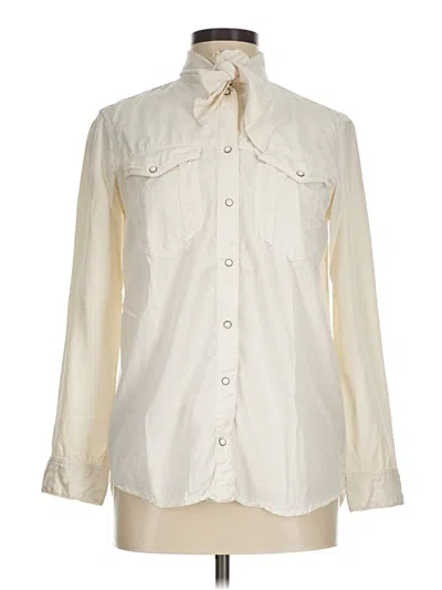 Pre-owned Zara Basic Long Sleeve Button Down Shirt In Ivory