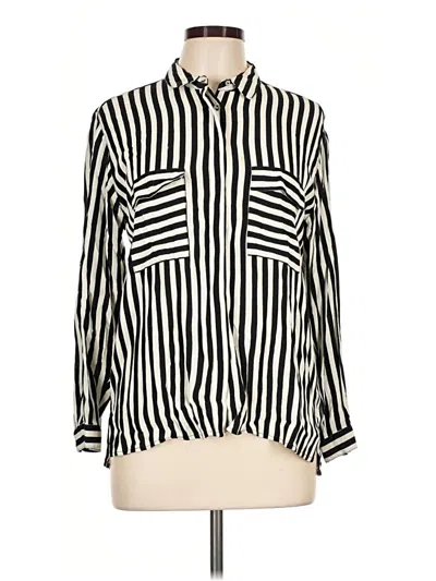 Pre-owned Zara Basic Long Sleeve Button Down Shirt In Ivory