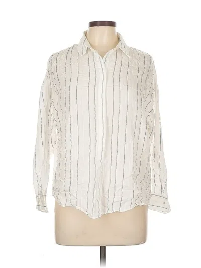 Pre-owned Zara Basic Long Sleeve Button Down Shirt In White