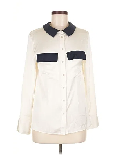 Pre-owned Zara Basic Long Sleeve Button Down Shirt In White