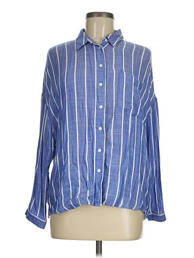 Pre-owned Zara Basic Long Sleeve Polo Shirt In Blue