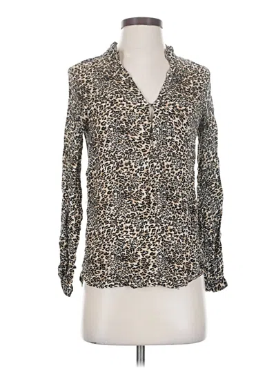 Pre-owned Zara Basic Long Sleeve Polo Shirt In Brown