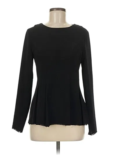 Pre-owned Zara Basic Long Sleeve Top Black Boatneck Tops