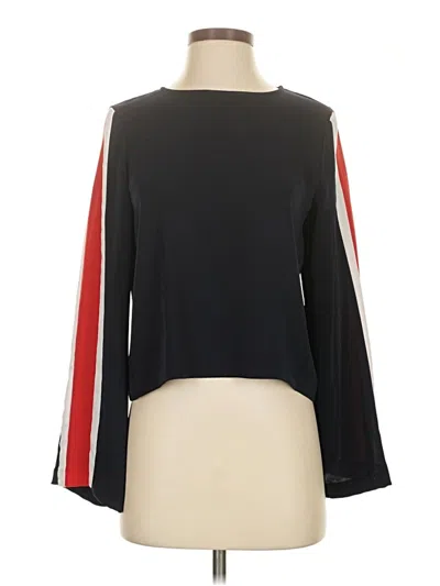 Pre-owned Zara Basic Long Sleeve Top Black Color Block Pattern Boatneck Tops