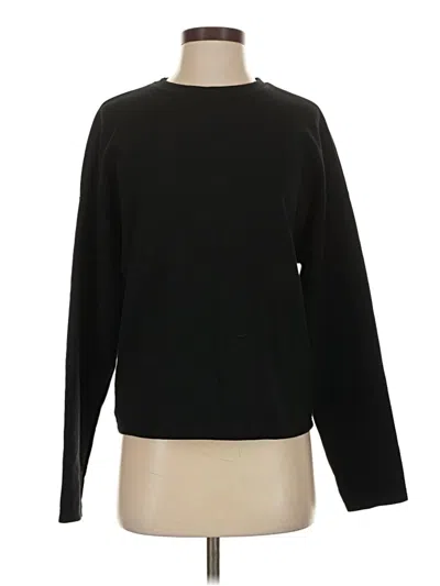 Pre-owned Zara Basic Long Sleeve Top Black Crew Neck Tops