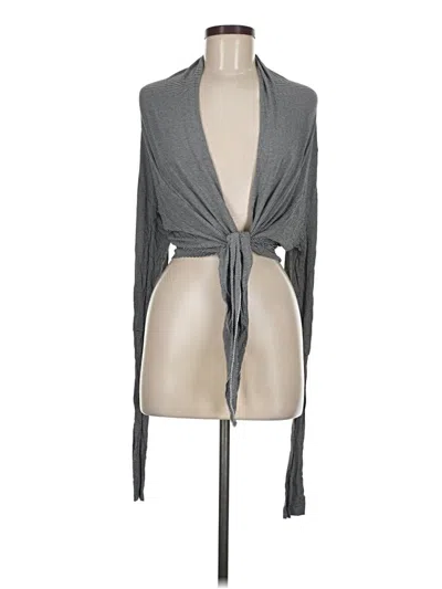 Pre-owned Zara Basic Long Sleeve Top Gray Plunge Neckline Tops