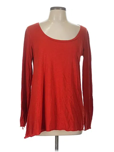 Pre-owned Zara Basic Long Sleeve Top Red Scoop Neck Tops