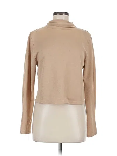 Pre-owned Zara Basic Long Sleeve Top Tan Turtleneck Tops In Brown