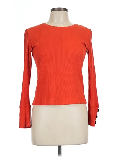 Pre-owned Zara Basic Long Sleeve T-shirt In Orange
