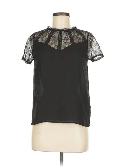 Pre-owned Zara Basic Short Sleeve Blouse In Black