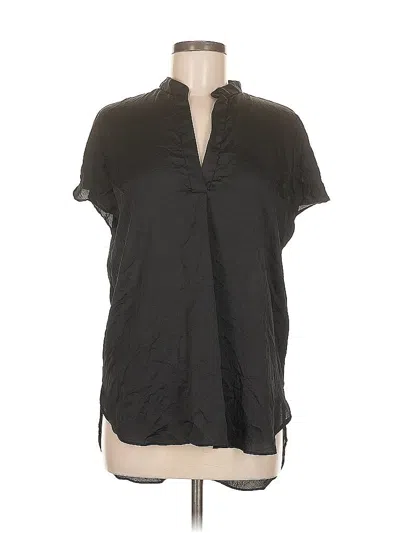 Pre-owned Zara Basic Short Sleeve Blouse In Black