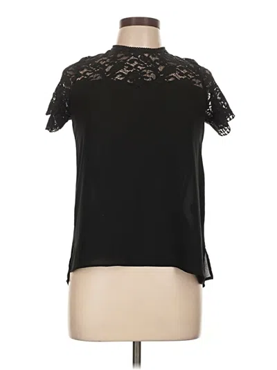 Pre-owned Zara Basic Short Sleeve Blouse In Black