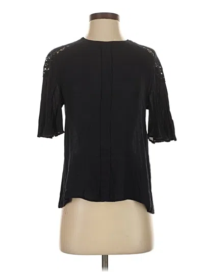 Pre-owned Zara Basic Short Sleeve Blouse In Black