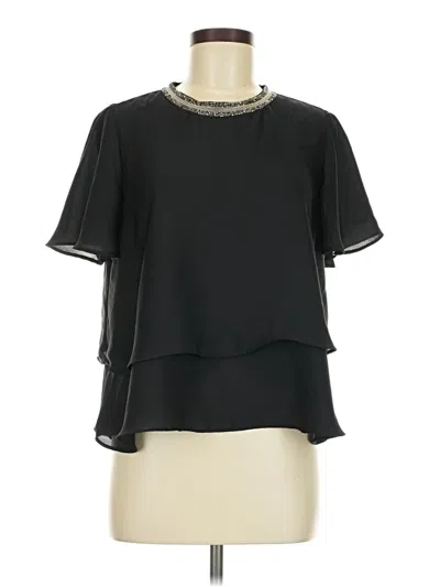 Pre-owned Zara Basic Short Sleeve Blouse In Black