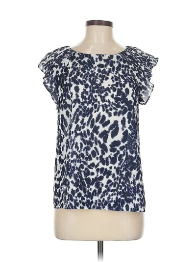 Pre-owned Zara Basic Short Sleeve Blouse In Blue