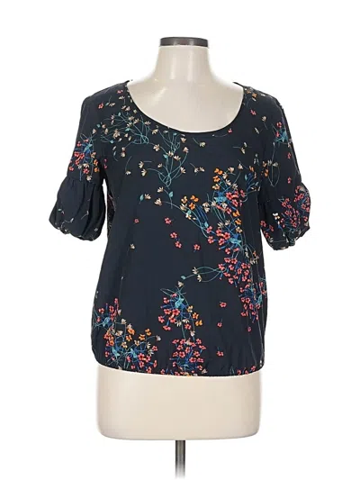 Pre-owned Zara Basic Short Sleeve Blouse In Blue