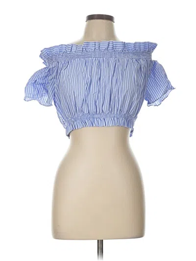 Pre-owned Zara Basic Short Sleeve Blouse In Blue