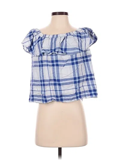 Pre-owned Zara Basic Short Sleeve Blouse In Blue