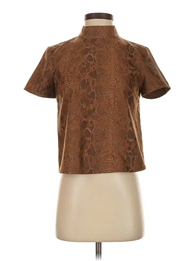 Pre-owned Zara Basic Short Sleeve Blouse In Brown