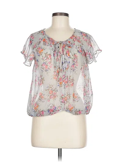 Pre-owned Zara Basic Short Sleeve Blouse In Gray