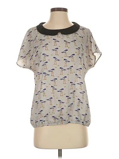Pre-owned Zara Basic Short Sleeve Blouse In Gray