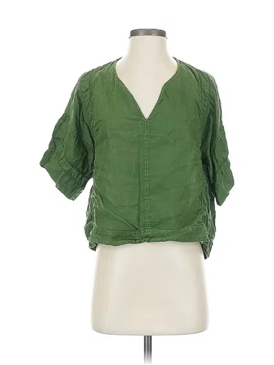 Pre-owned Zara Basic Short Sleeve Blouse In Green