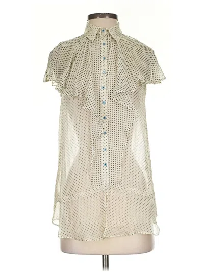 Pre-owned Zara Basic Short Sleeve Blouse In Ivory