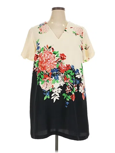 Pre-owned Zara Basic Short Sleeve Blouse In Ivory