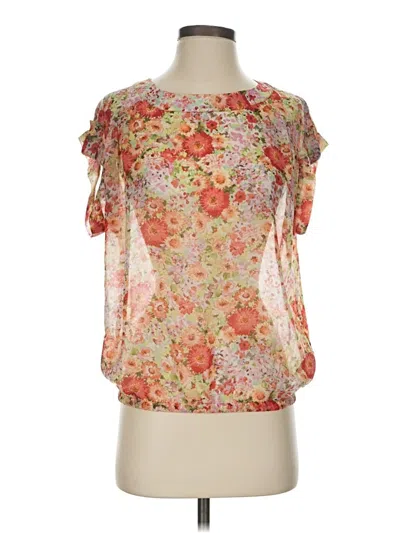 Pre-owned Zara Basic Short Sleeve Blouse In Orange