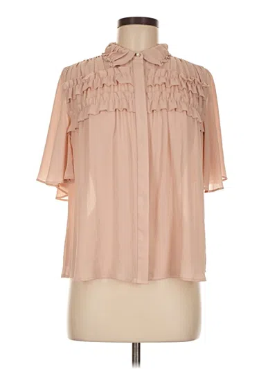 Pre-owned Zara Basic Short Sleeve Blouse In Pink