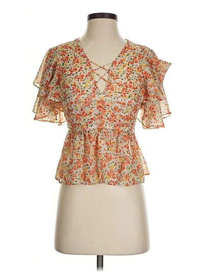 Pre-owned Zara Basic Short Sleeve Blouse In Pink