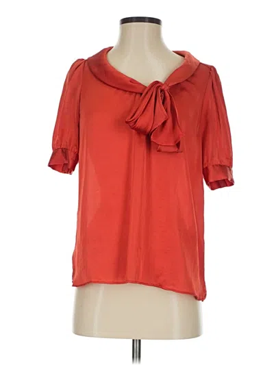Pre-owned Zara Basic Short Sleeve Blouse In Red