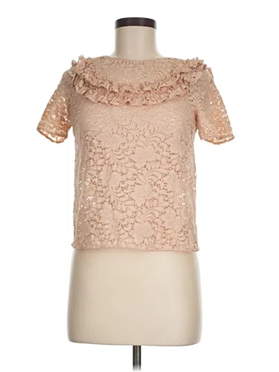 Pre-owned Zara Basic Short Sleeve Blouse In Tan