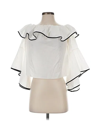 Pre-owned Zara Basic Short Sleeve Blouse In White