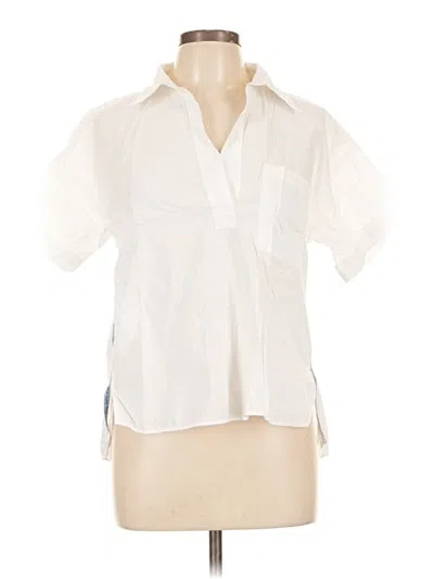 Pre-owned Zara Basic Short Sleeve Blouse In White