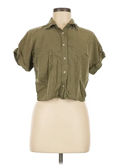 Pre-owned Zara Basic Short Sleeve Button Down Shirt In Green