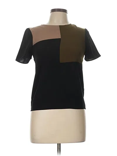 Pre-owned Zara Basic Short Sleeve Top Black Color Block Pattern Square Neckline Tops