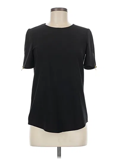 Pre-owned Zara Basic Short Sleeve Top Black Crew Neck Tops