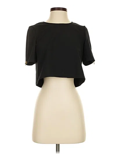 Pre-owned Zara Basic Short Sleeve Top Black Keyhole Neckline Tops